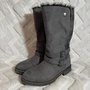 Grey suede fur lined boots